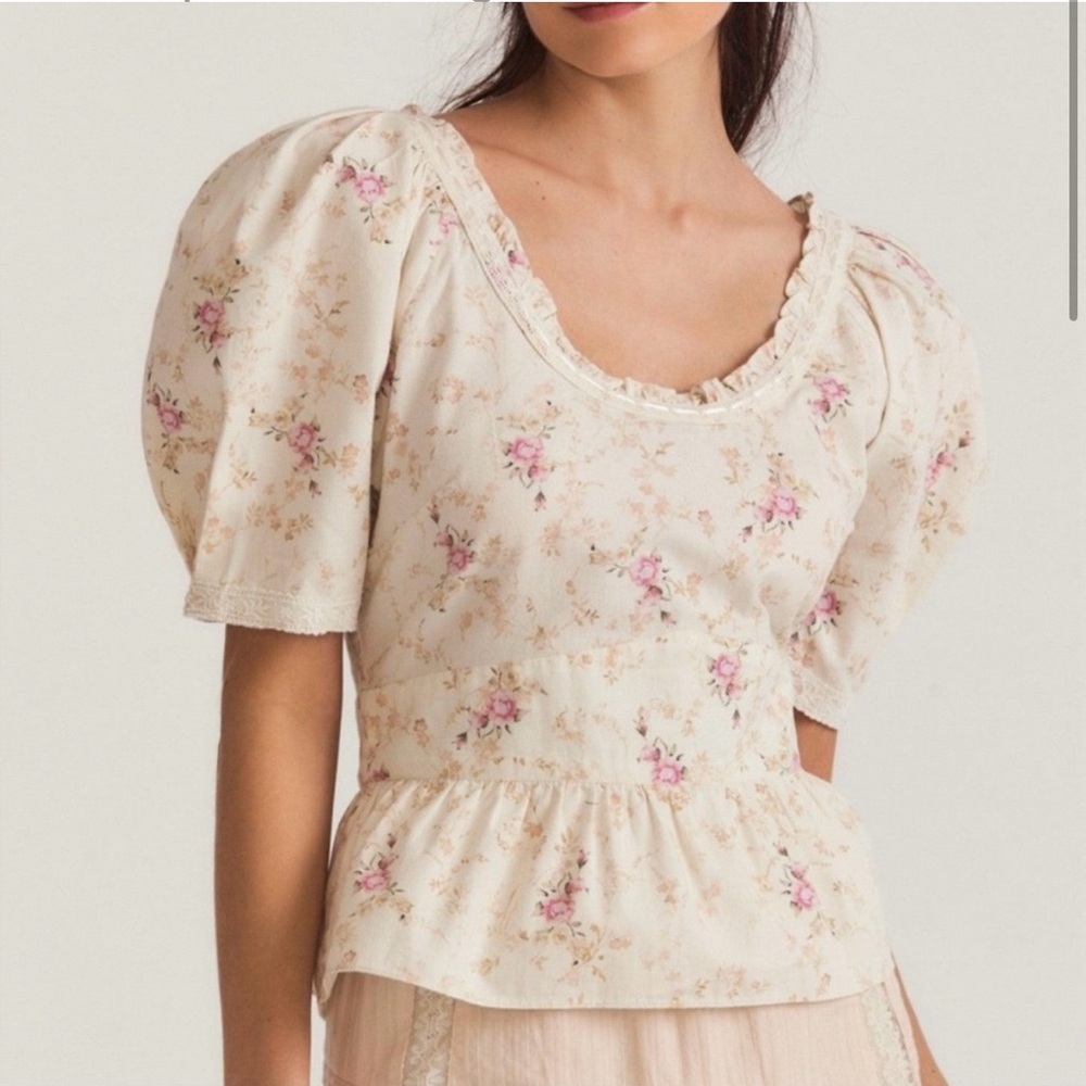 LoveShackFancy Set Tayshia Top and Ruffle Skirt in Pink Parasail